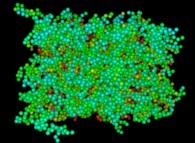 Tridimensional fractal aggregate obtained by means of a 100% pasting process during collisions of particles submitted to an attractive central field of gravity 