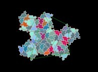 Le 'cluster' de niveau 2 constitué de 8 'cluster's de niveau 1 de 'Spectre's avec visualisation des points-clefs regroupés en quadrilatères (8 petits et un grand)