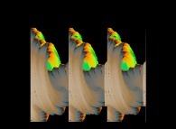 True colors autostereogram of a quaternionic Julia set -tridimensional cross-section-