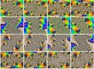 16 complex Julia sets along the border of the Mandelbrot set with display of the arguments 