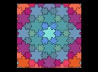 A periodical tiling of the plane using two von Koch snowflakes -iteration 5- 