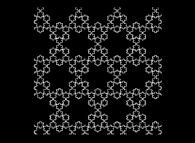 A periodical tiling of the plane using three von Koch snowflakes -iteration 5- 