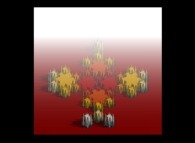 Tridimensional display of a periodical tiling of the plane using 4 von Koch-like snowflakes -iteration 3- 