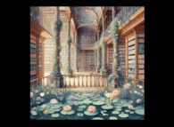 The Library of Babel in the style of Claude Monet -Courtesy of 'www.bing.com'- 