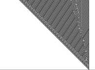 Un automate cellulaire binaire monodimensionnel élémentaire -110- avec 1 point de départ blanc -en bas et à droite- 