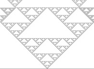 An elementary monodimensional binary cellular automaton -90- with 1 white starting point -bottom middle- 