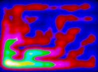 Particle diffusion inside the Hiroko Kitaoka model of the human pulmonary acinus with membrane permeability -display of the Oxygen density- 