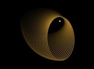 Trajectoire elliptique d'une plan&egrave;te autour d'une &eacute;toile avec avance de p&eacute;rih&eacute;lie (tr&egrave;s exag&eacute;r&eacute;e)