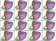 Rotation about the Y (vertical)axis of the Klein bottle that can also be viewed as a set of 4x3 stereograms 