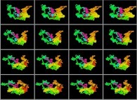 Rotation about the Y (vertical)axis of a tridimensional brownian motion that can also be viewed as a set of 4x3 stereograms 