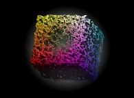 Heterogeneous -tridimensional anti-gaussian field- random meshing of a cube 