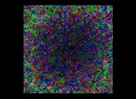 Heterogeneous -tridimensional anti-gaussian field- random meshing of a cube 