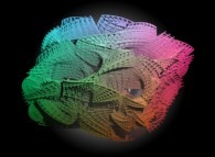 Tridimensional representation of an octodimensional Calabi-Yau manifold with pseudo-random projection 