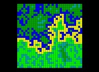 Zoom in on a fractal diffusion front in a bidimensional medium obtained by means of a random walk process 