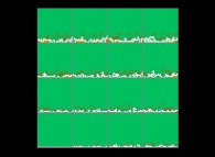 The front of a forest fire -white- obtained by means of a bidimensional random walk process (bird's-eye view, zoom in on the first steps)