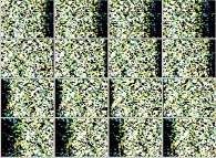 Visualization by means of a set of 4x3 stereograms of the density iso-surfaces (density=0.42)during a tridimensional diffusion process of 128312 particles 