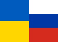 The ukrainian and russian flags 