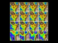 The iterative process used to generate bidimensional fractal fields (16 iterations)