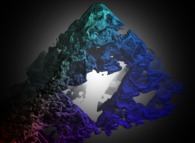 A fractal pyramidal Menger sponge computed by means of an 'Iterated Function System' -IFS- 