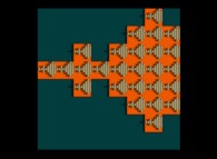 Visualisation tridimensionnelle de l'ensemble de Mandelbrot obtenue à partir d'une Dendrite fractale carrée bidimensionnelle -itération 1 à 3- 