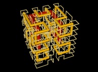 Tridimensional Hilbert Curve -iterations 1 to 3- 
