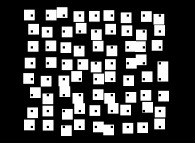 Points noirs (à l'intérieur de carrés blancs aléatoires)sur un réseau carré 