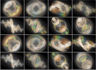 Rotation de 2.pi autour des axes Y et Z d'un ensemble de Julia dans le corps des quaternions -section tridimensionnelle- 