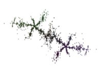 A pseudo-quaternionic Julia set ('MandelBulb' like: a 'JuliaBulb')computed with A=(-0.58...,+0.63...,0,0) with 32 iterations -tridimensional cross-section- 