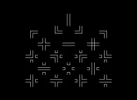 Quelques 'symboles' élémentaires utilisés pour la construction de labyrinthes -avec une grande structure fantôme noire à pi/4- 