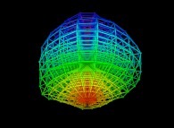 'Regular' quadrangulation of the volume of a 'crumpled' sphere -18x18x8- 