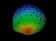 Random quadrangulation of the volume of a 'crumpled' sphere -18x18x8- 