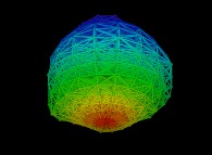 Simple random triangulation of the volume of a 'crumpled' sphere -18x18x8- 