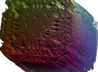 A foggy 'MandelBox' -tridimensional cross-section- 