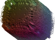 A foggy 'MandelBox' -tridimensional cross-section- 