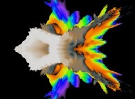 A pseudo-quaternionic Mandelbrot set (a 'MandelBulb')-tridimensional cross-section- 