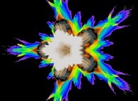 A pseudo-quaternionic Mandelbrot set (a 'MandelBulb')-tridimensional cross-section- 