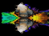 A pseudo-quaternionic Mandelbrot set (a 'MandelBulb')-tridimensional cross-section- 