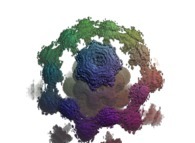 A pseudo-quaternionic Mandelbrot set (a 'MandelBulb')-tridimensional cross-section- 