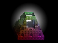 Une coupe 'pyramidale' dans l'éponge de Menger -itération 5-, 'O temps tes pyramides' -La bibliothèque de Babel (Fictions), un hommage à Jorge Luis Borges- 