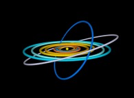 The Solar System with a dark blue virtual planet -heliocentric point of view- 