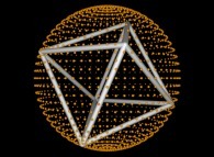 6 evenly distributed points on a sphere -an Octahedron- by means of simulated annealing 