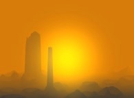 Monument Valley with craters at sunrise 