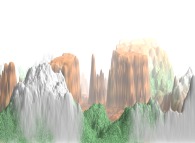 Fractal landscape interpolation with fog 