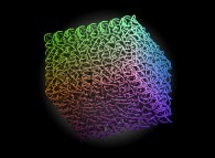 A Tridimensional Hilbert-like Curve defined with {X4(...),Y4(...),Z4(...)} and based on an 'open' 3-foil torus knot -iteration 4- 