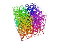 Une courbe tridimensionnelle du type Hilbert définie avec {X3(...),Y3(...),Z3(...)} et basé sur un nœud '3-trèfle' torique 'ouvert' -itération 3- 