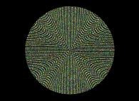 An Archimedes spiral displaying the 100.000 first digits -base 10- of 'pi' 