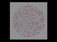 An Archimedes spiral displaying 'pi' with 1000 digits -base 10- 