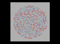 An Archimedes spiral displaying 'pi' with 1000 digits -base 10- 