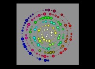 An Archimedes spiral displaying 'pi' with 200 digits -base 10- 