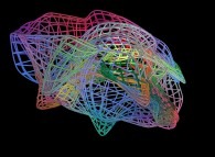 A fractal surface (four iterations)defined by means of three bidimensional fields 